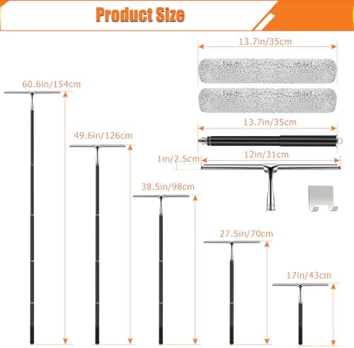 Max 62 Metal Squeegee with Extension Pole for Windows Glass Mirrors