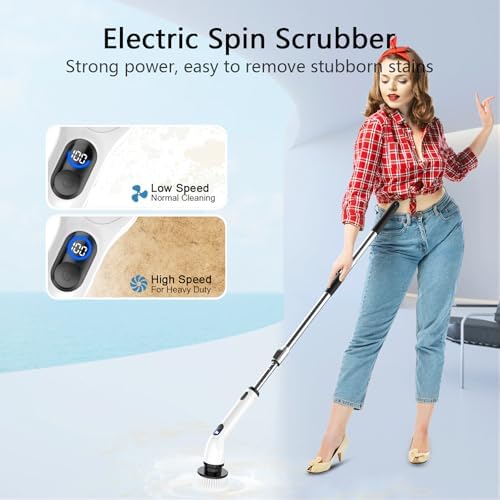 TUYU Cordless Electric Spin Scrubber with LED Display