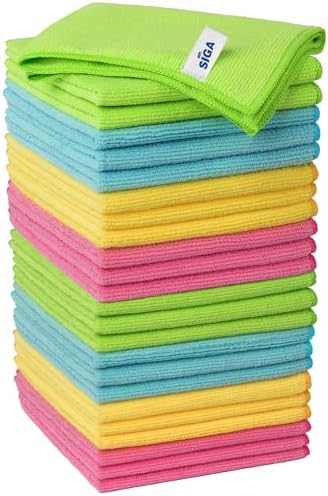 MRSIGA Microfiber Cleaning Cloths 24-Pack 126x126 Inch