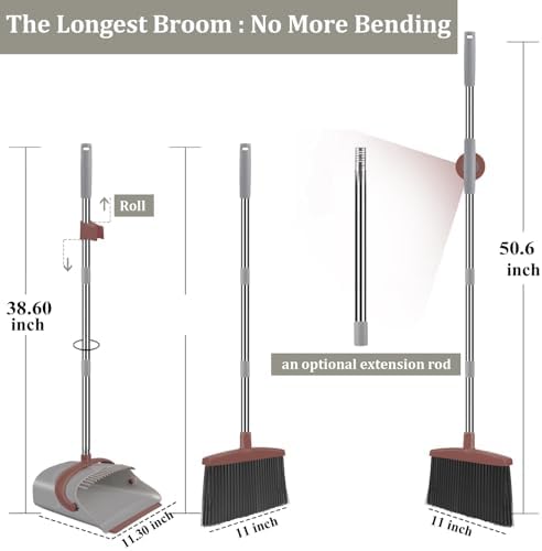 Ivandar Hand Broom and Dustpan Combo Set 506 Inch Long Handle