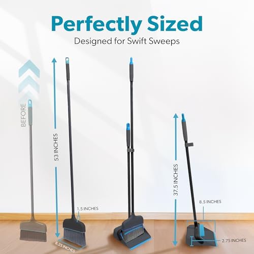 BLACKDECKER Butler Broom Dustpan Set - 36 Handle Space-Saving Design