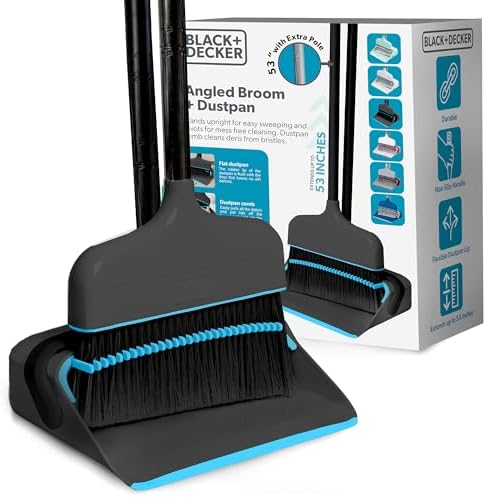 BLACKDECKER Butler Broom Dustpan Set - 36 Handle Space-Saving Design