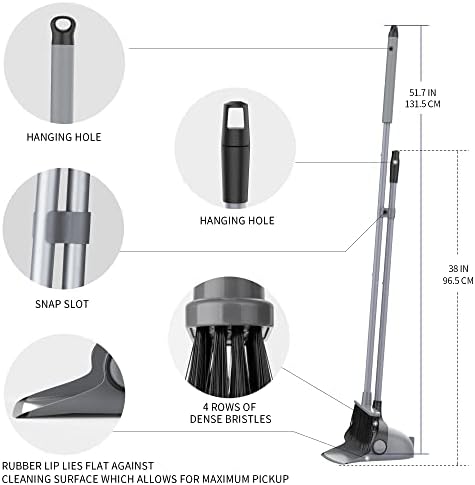 MRSIGA Adjustable Broom and Dustpan Set with Long Handles