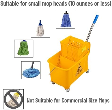 Mind Reader Mop Bucket with Wringer Yellow