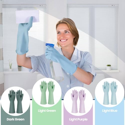 Jsocoah 4 Pairs Reusable Rubber Cleaning Gloves