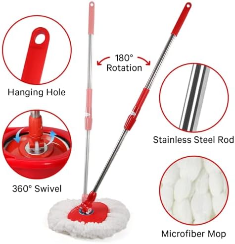 TAKTICK Foot Pressure Spin Mop with 7L Bucket and 3 Refills