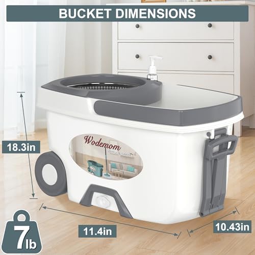 Wodemom Spin Mop Bucket Set with 6 Refills and 61 Handle - White 1