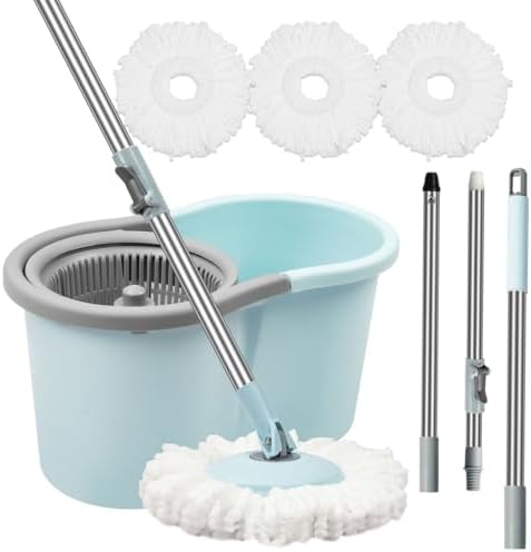 Gzdisbek Spin Mop and Bucket Set with Wringer Blue