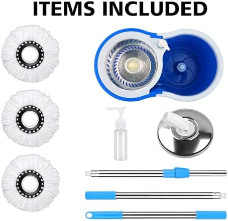 Roixeeds 360 Spin Mop Set with Bucket and Wringer Blue