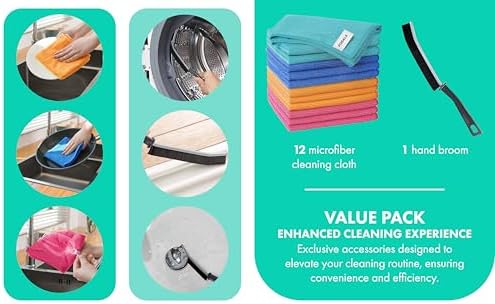 Pogala Mop Bucket Set with 12 Microfiber Towels and Brush