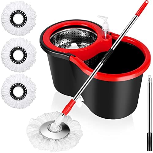 CooFel Spin Mop Bucket Set with Wringer and 3 Mop Heads
