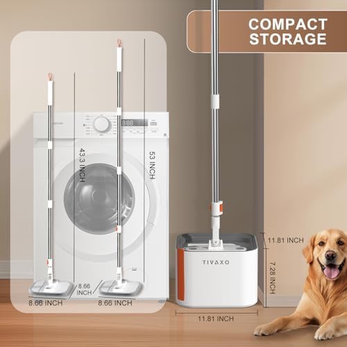 TIVAXO Spin Mop with Water Separator and 360 Foldable Head