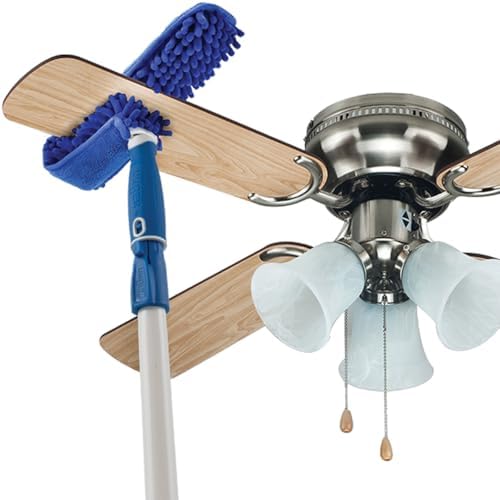 UNGER Ceiling Fan Duster with Microfiber and Washable Sleeve