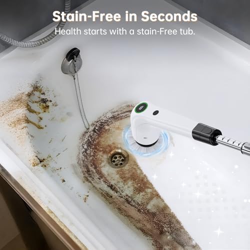 PUFTEM Power Scrubber with 8 Brush Heads 2 Speed Cordless