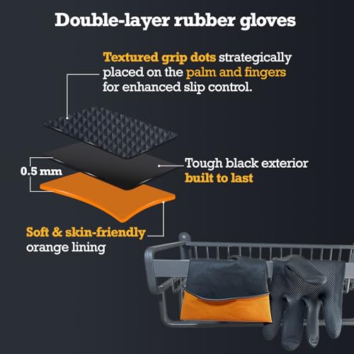 Exprosiflux Black Thick Rubber Cleaning Gloves - 2 Pairs Heavy-Duty