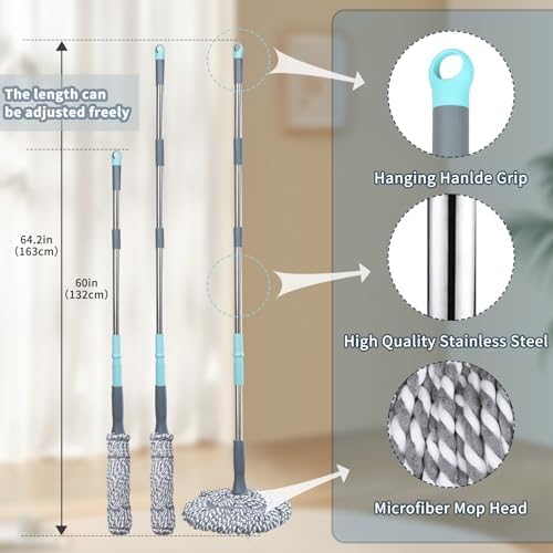 GRAREND Self-Wringing Twist Mop 64-Inch Long Handle Grey