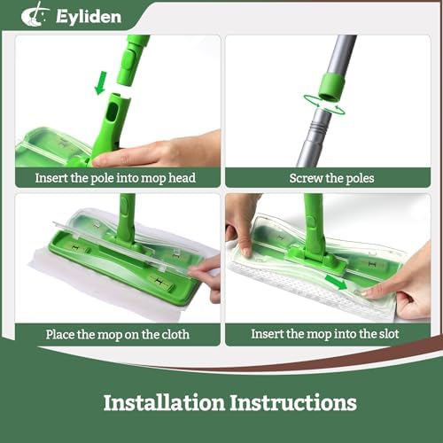 Eyliden Dust Mop with Lock Tight Pads and 36 Cloths