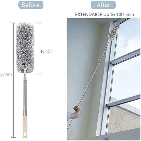 Azun Microfiber Duster with 30-100 Extendable Pole and Bendable Head