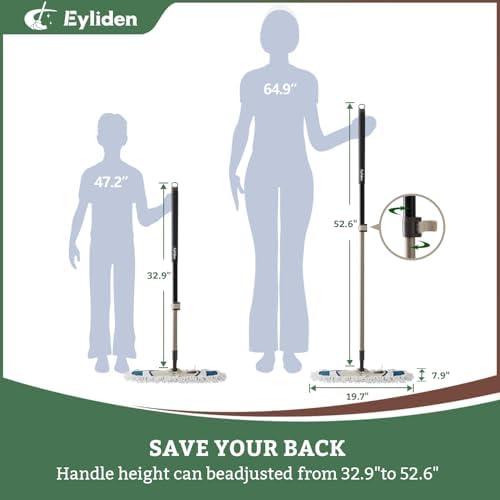 Eyliden Dust Mop with Reusable Pads - Wet Dry for Hardwood Tile Laminate