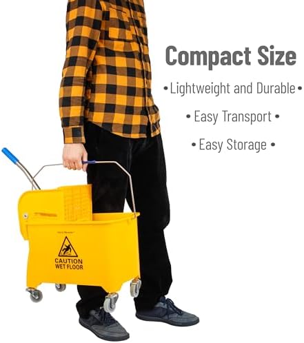 Mind Reader Mop Bucket with Wringer Yellow