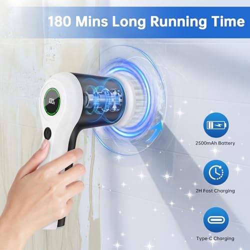PUFTEM Electric Spin Scrubber 2 Speeds 6 Heads
