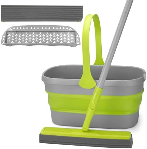 REEWII Sponge Mop and Collapsible Bucket Set