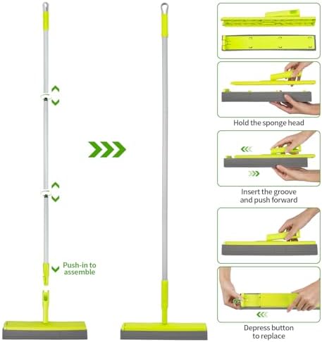 REEWII Sponge Mop and Collapsible Bucket Set