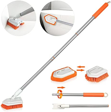 JEHONN 2-in-1 Tub and Tile Cleaning Brush with Long Handle