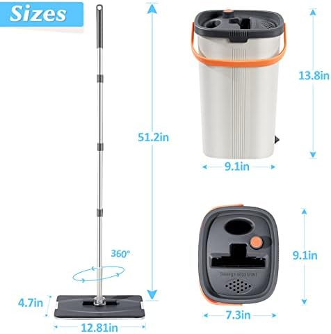 Lascpt Flat Mop and Bucket with Wringer Set