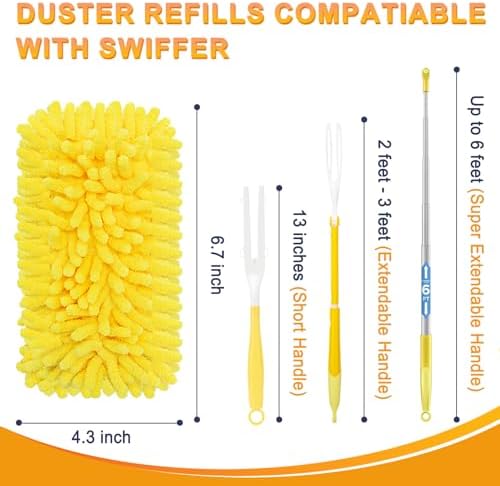 KeFanta Reusable Duster Refill 8Pcs with Handle