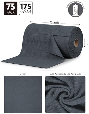Fantasticlean Microfiber Cloth Roll - 75 Pack DimGray 1
