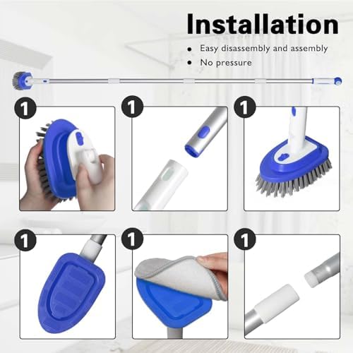 Bryquelin 3 in 1 Tub Brush with 58 Long Handle