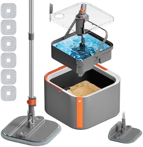 INWEJIA Self-Standing Spin Mop and Bucket Set with 90 Foldable Plate
