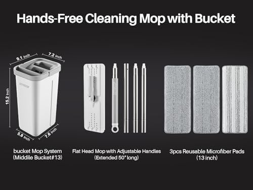 JOYMOOP Mop Bucket Set with Wringer 3 Microfiber Pads