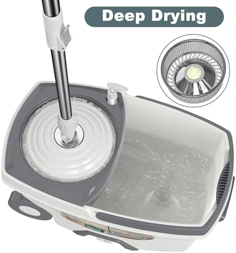 Wodemom Spin Mop Bucket Set with 6 Refills and 61 Handle - White 1