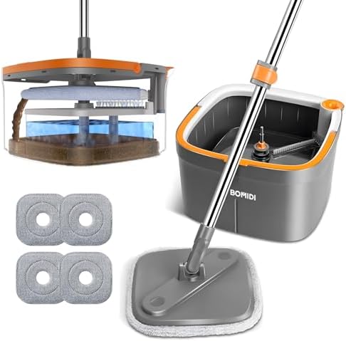 BOMIDI Spin Mop and Bucket Set with Water Separation 1