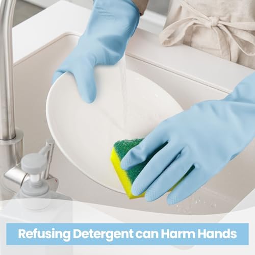 Jsocoah 4 Pairs Reusable Rubber Cleaning Gloves
