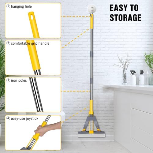 Nolopau Sponge Mop with Self-Squeeze Handle 1