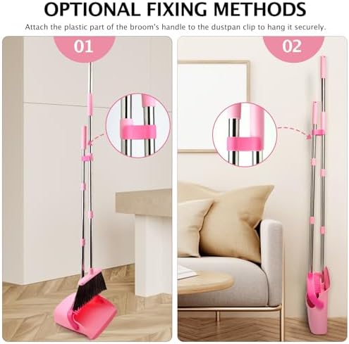 XXFLOWER Broom and Dustpan Set Pink Pack of 1