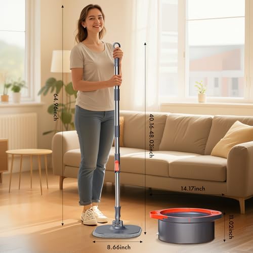 WENGROU Spin Mop and Bucket Set with 360 Self Cleaning System