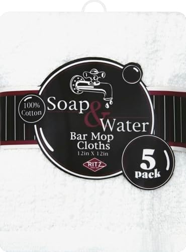 Ritz White Cotton Bar Mop Dish Cloth 5 Pack
