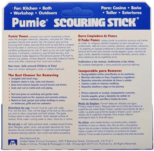 PUMIE Pumice Scouring Stick - Extra Strong Heavy Duty for Tough Stains