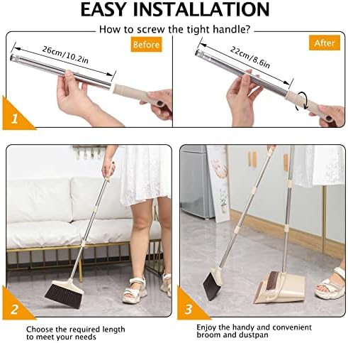 XXFLOWER 553 Long Handle Broom and Dustpan Set 1