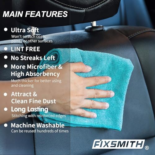 FIXSMITH Microfiber Cleaning Cloths - 8 Pack 12x16in