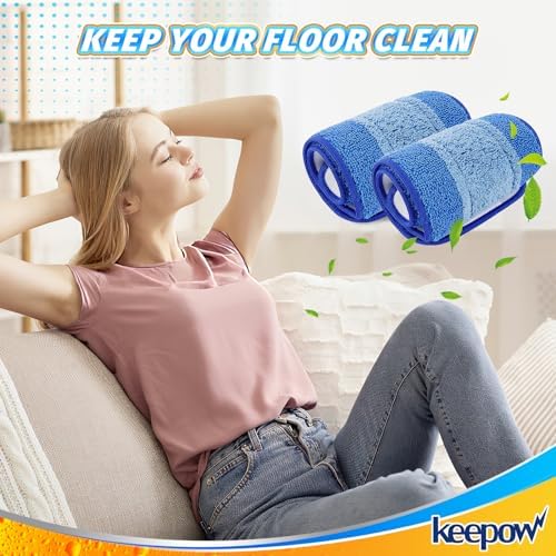 KEEPOW Microfiber Mop Pads 18 Inch 4 Pack Reusable