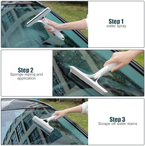 3-in-1 Window Cleaning Tool with Spray and Scraper