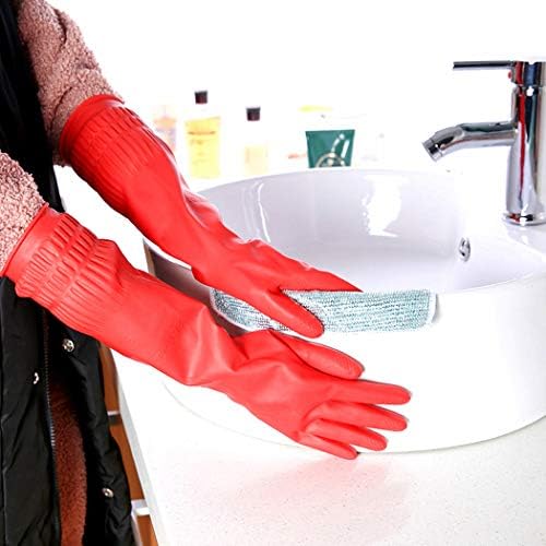 YSLON Rubber Cleaning Gloves 2-Pairs Cleaning Cloth 2-Pack Waterproof Reusable
