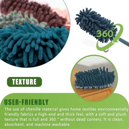 4Pcs Reusable Microfiber Dusters with Extension Pole 1