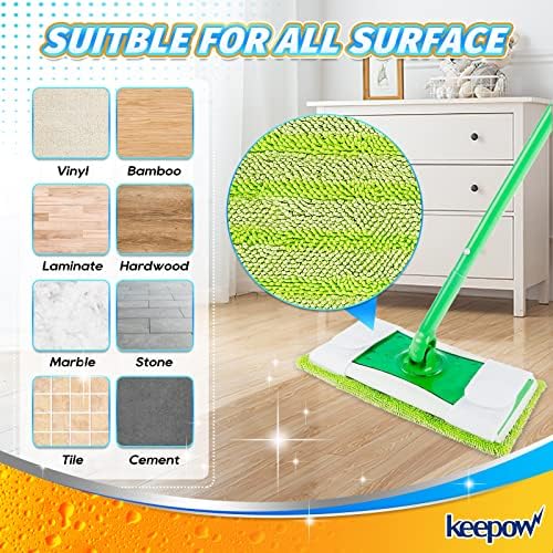 KEEPOW Reusable Mop Pads for Swiffer Sweeper 4 Pack