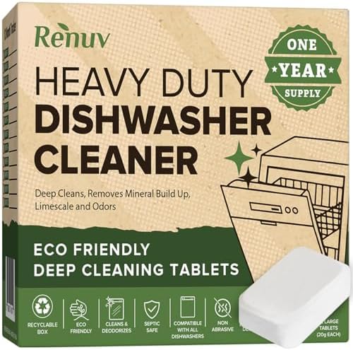 Renuv Heavy Duty Dishwasher Cleaner Tablets 12 Tabs - 1 Yr Supply